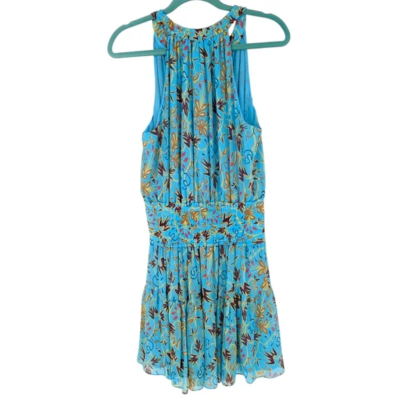 A.L.C. Silk Courtney Mini Dress in Grotto Blue Floral NWT - Picture 5 of 11